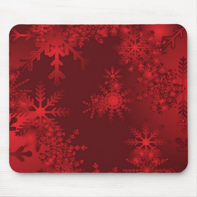 Red Snowflakes Mouse Mat (Front)