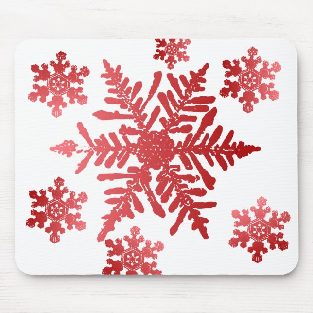 Red Snowflakes Mouse Pad (Front)