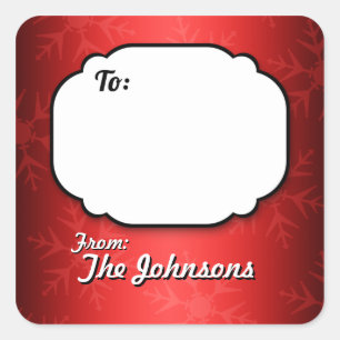 Red Snowflakes Personalised Gift Tag stickers
