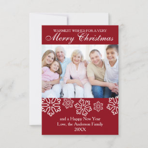 Red Snowflakes Photo - 3x5 Christmas Card