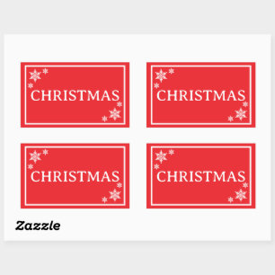 Red Snowflakes Simple Christmas Word Rectangular Sticker