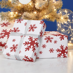 Red Snowflakes Snow Winter Christmas Holidays Wrapping Paper
