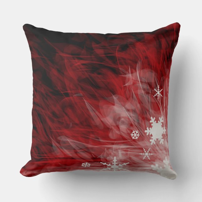 Red Snowflakes - Throw Pillow (Front)