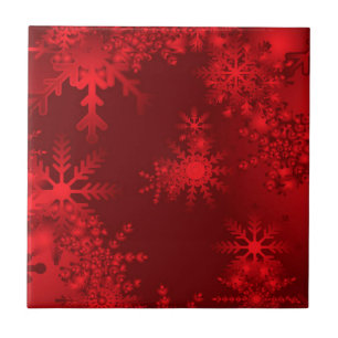 Red Snowflakes Tile