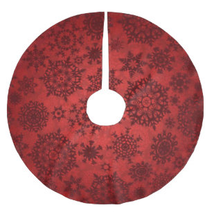 RED SNOWFLAKES VINTAGE CHRISTMAS TREE SKIRT