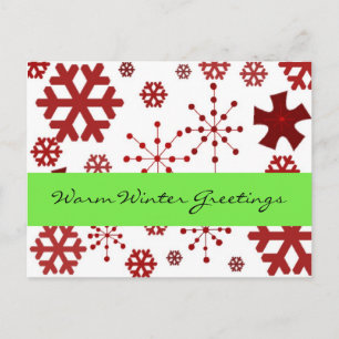 Red Snowflakes Warm Winter Greetings Postcard