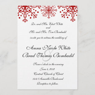 Red Snowflakes Wedding Invitation