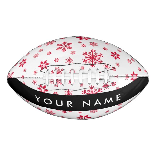 Red Snowflakes, Your name, Personalise American Football (Front)