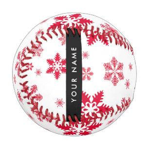 Red Snowflakes, Your name, Personalise Baseball