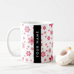 Red Snowflakes, Your name, Personalise Coffee Mug