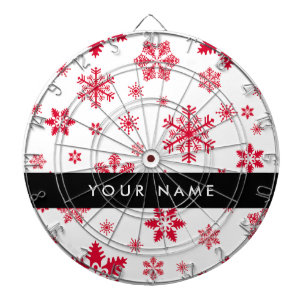 Red Snowflakes, Your name, Personalise Dartboard