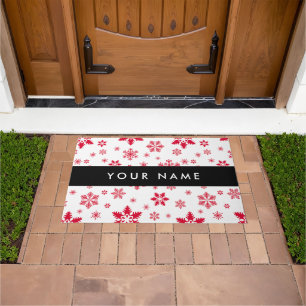 Red Snowflakes, Your name, Personalise Doormat