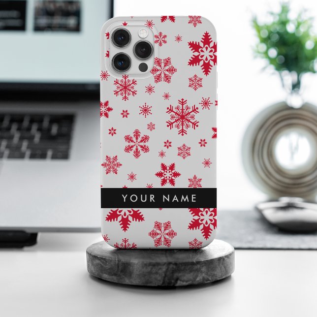 Red Snowflakes, Your name, Personalise iPhone Case (Creator Uploaded)