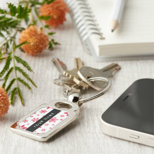 Red Snowflakes, Your name, Personalise Key Ring