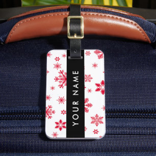 Red Snowflakes, Your name, Personalise Luggage Tag