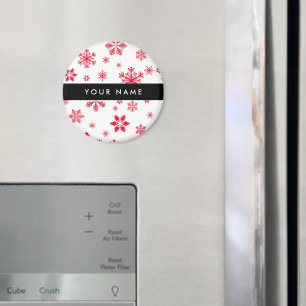 Red Snowflakes, Your name, Personalise Magnet