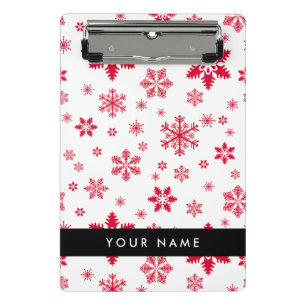 Red Snowflakes, Your name, Personalise Mini Clipboard