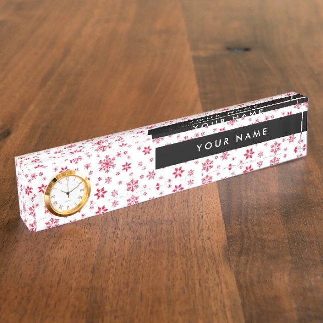 Red Snowflakes, Your name, Personalise Nameplate (Side)