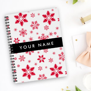 Red Snowflakes, Your name, Personalise Notebook