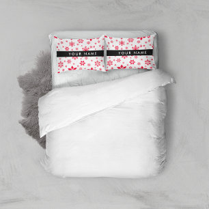 Red Snowflakes, Your name, Personalise Pillowcase
