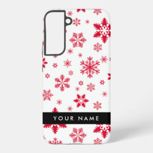 Red Snowflakes, Your name, Personalise Samsung Galaxy Case