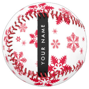 Red Snowflakes, Your name, Personalise Softball