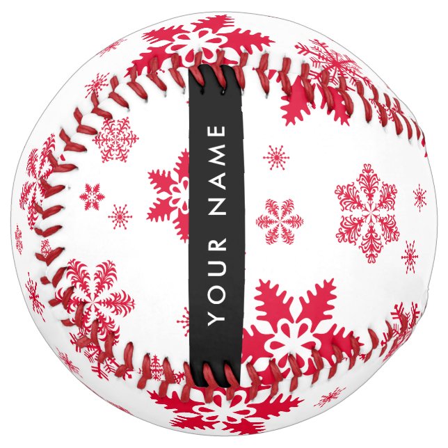 Red Snowflakes, Your name, Personalise Softball (Front Left)
