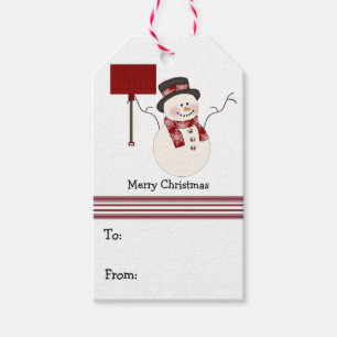 Red Snowman Christmas Gift Tags