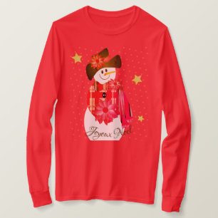 Red Snowman Cute  T-Shirt