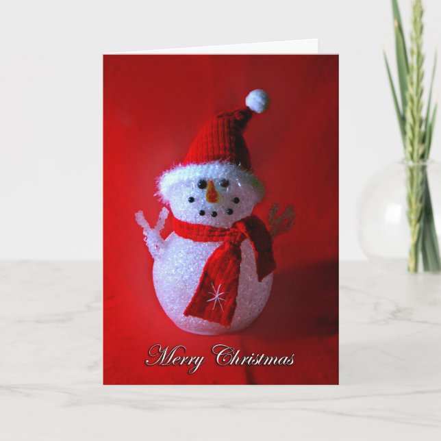 Red Snowman Merry Christmas Card (Front)