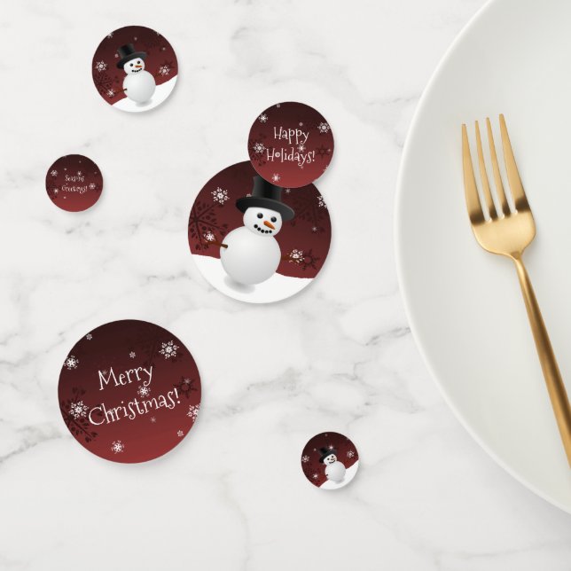 Red Snowman Winter Scene Christmas Confetti (Group)
