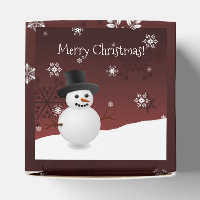 Red Snowman Winter Scenery Christmas Favour Box (Top)