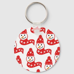 Red Snowmen Scarves Keychain