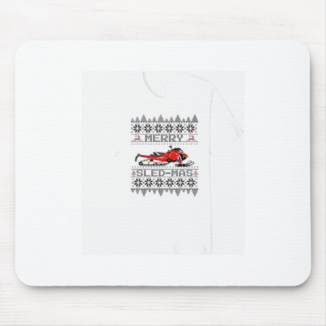 Red Snowmobile Holiday Sweater Merry Sledmas Ugly  Mouse Mat (Front)