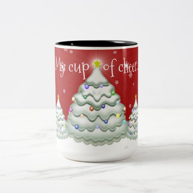 Red Snowy Christmas Tree Mug (Center)