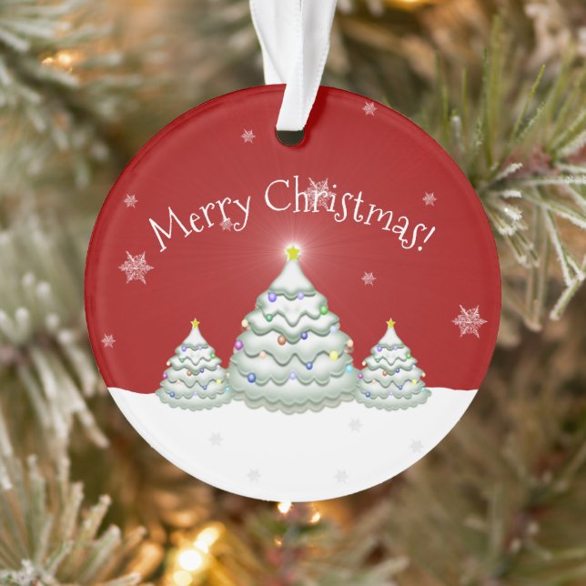 Red Snowy Christmas Tree Ornament (Tree)