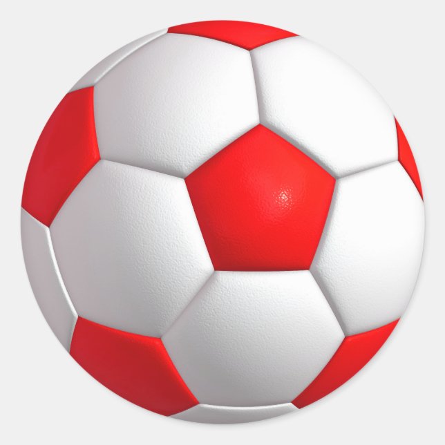 Red Soccer Ball Classic Round Sticker (Front)