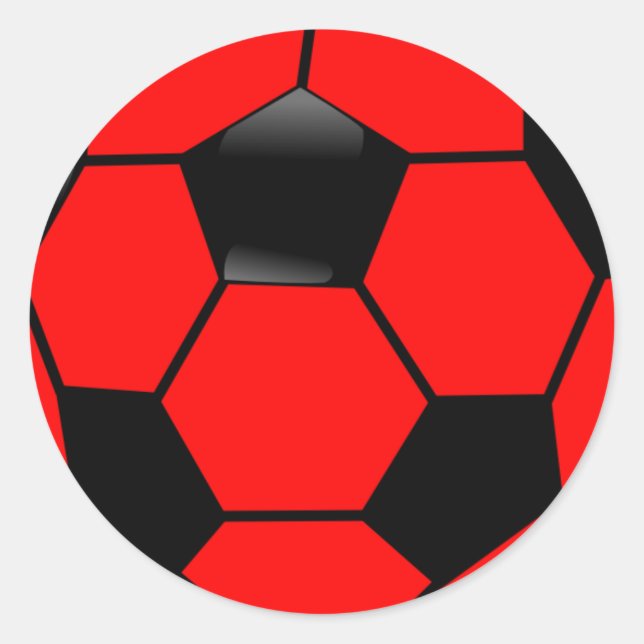 Red Soccer Ball Classic Round Sticker (Front)