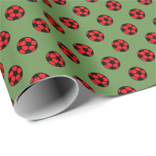 Red Soccer Ball Pattern Wrapping Paper