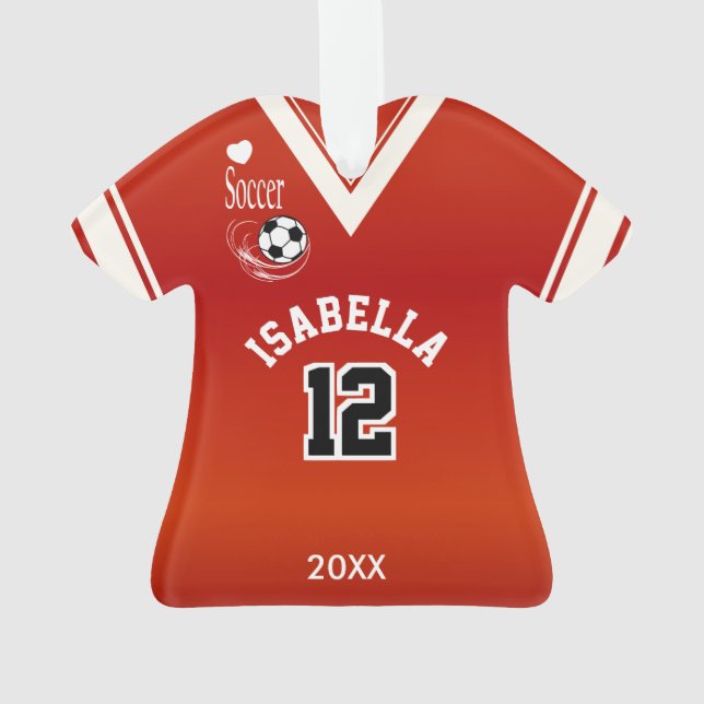 Red Soccer Shirt Ornament (Back)