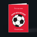 Red Soccer Sport 16th Birthday Card<br><div class="desc">A red personalised soccer 16th birthday card for son, godson, nephew, etc. You will be able to easily personalise the front of this soccer sport birthday card with his name. The inside card message and the back of the card can also be edited. This personalised soccer 16th birthday card would...</div>