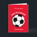 Red Soccer Sport 16th Birthday Card<br><div class="desc">A red personalised soccer 16th birthday card for son, godson, nephew, etc. You will be able to easily personalise the front of this soccer sport birthday card with his name. The inside card message and the back of the card can also be edited. This personalised soccer 16th birthday card would...</div>