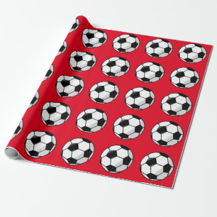 Red Soccer Sports Wrapping Paper