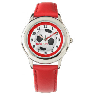 Red Soccer Watches for Kids with Their NAME