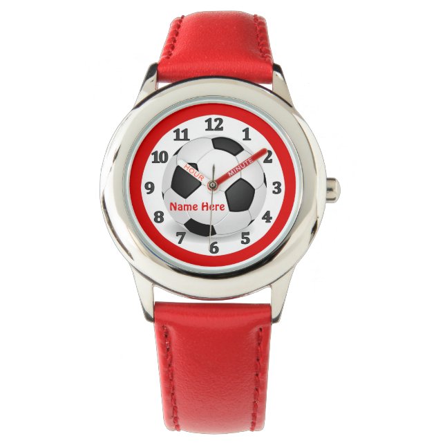 Red Soccer Watches for Kids with Their NAME (Front)