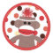Red Sock Monkey Favour Sticker Seals - Baby Shower