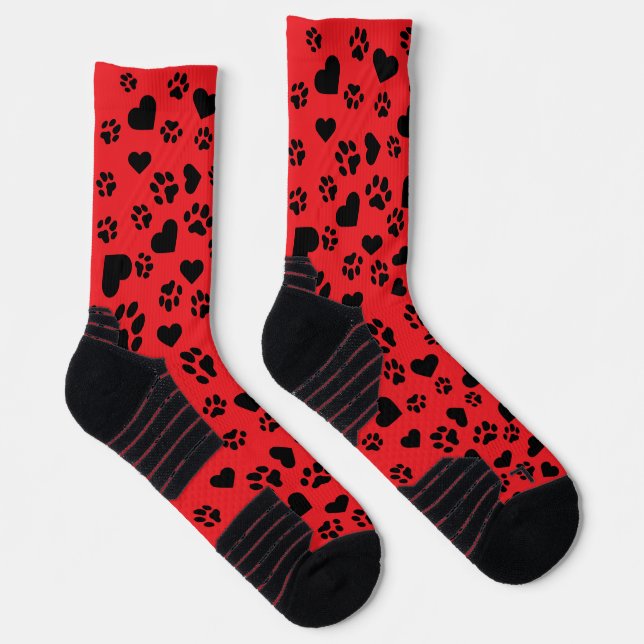 Red Socks with Black Paw Prints (Right)