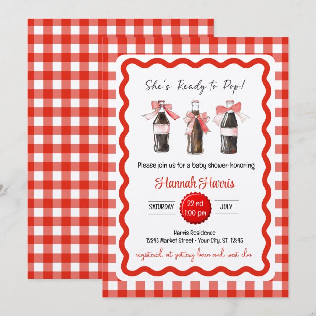 Red Soda Baby Ready to POP Baby Shower  Invitation (Front/Back)