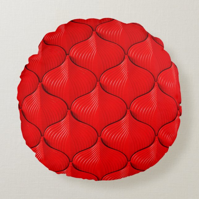 Red sofa leather texture round cushion (Front)