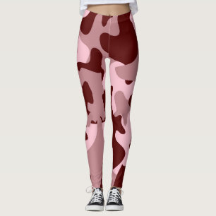 Red Soft Rose Wine Camouflage Leggings